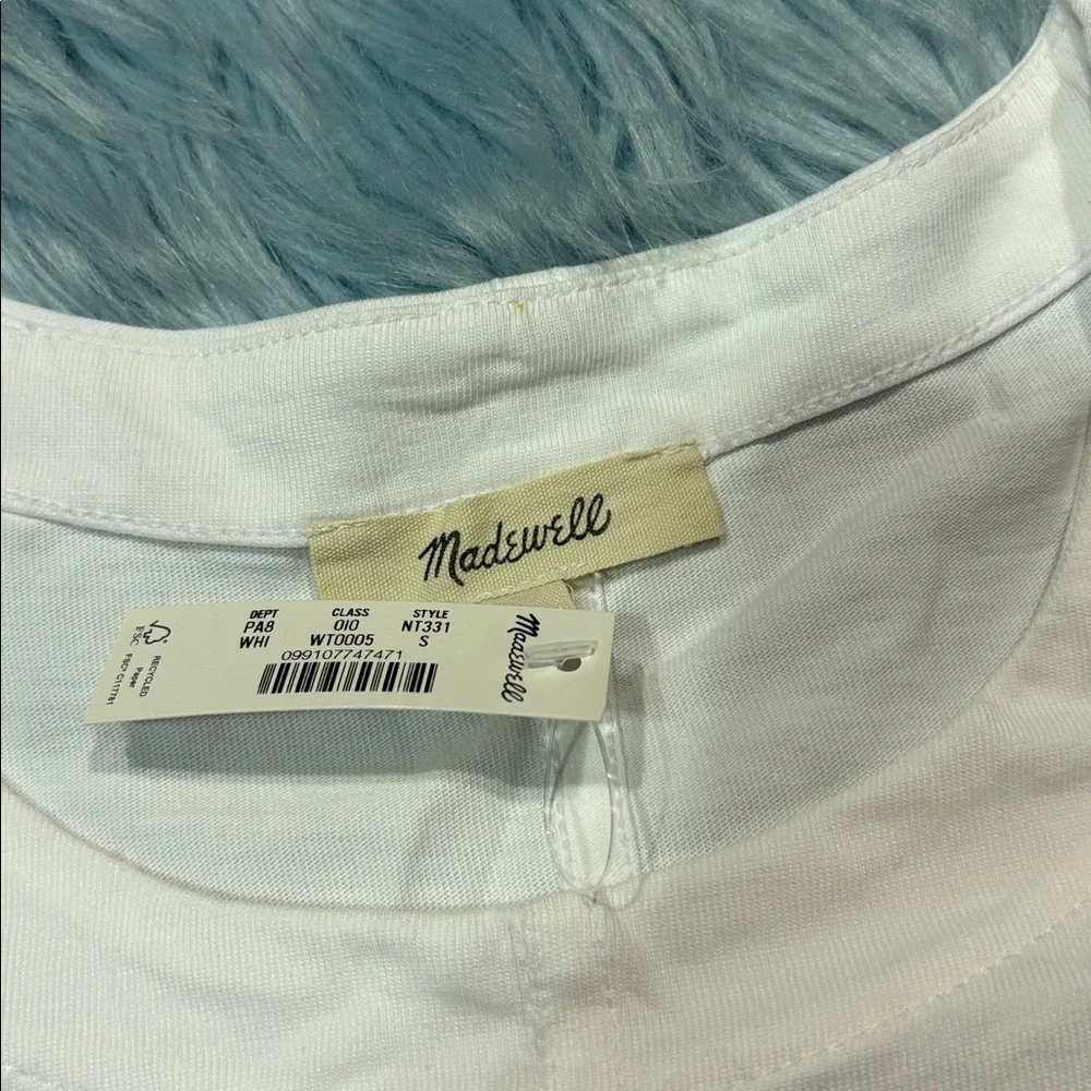 NWT Madewell White Crewneck Puff-Sleeve Tee
